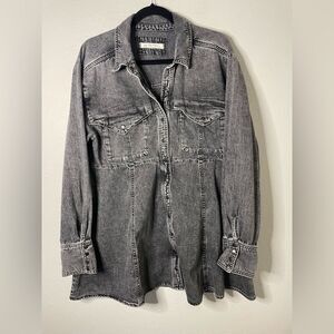 Free People Washed Black Denim Mini Dress